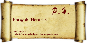 Panyek Henrik névjegykártya